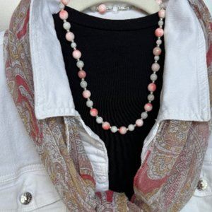 Light Pink Stone and Beaded Necklace and Earrings Set NWT
